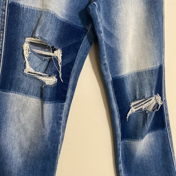 Flying Monkey High Rise Blue Jeans women 22 Distressed festival Y2K boho retro - Picture 6 of 15